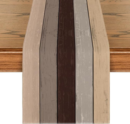 Artoid Mode Brown Retro Rustic Wood Texture Table Runner, Seasonal Spring by ArtoidMode