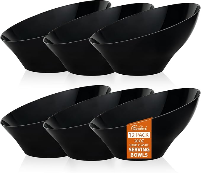 12 Pack black Plastic Serving Bowls by GoodLuck