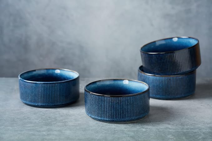 famiware Star Cereal Bowl Set, 23 oz Soup Bowls Set of 6, Nebulas Blue | Double - Image 6