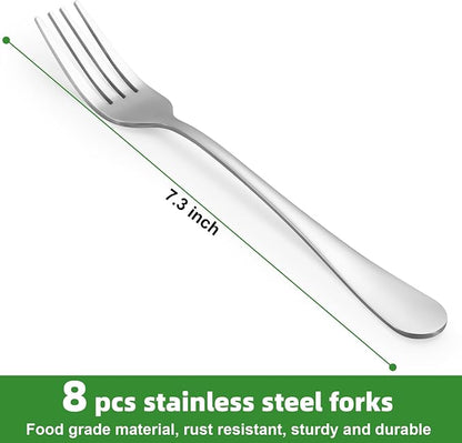 8 Piece Dinner Forks Set, Food-Grade Stainless Steel Forks Silverware, Cutlery - Image 2