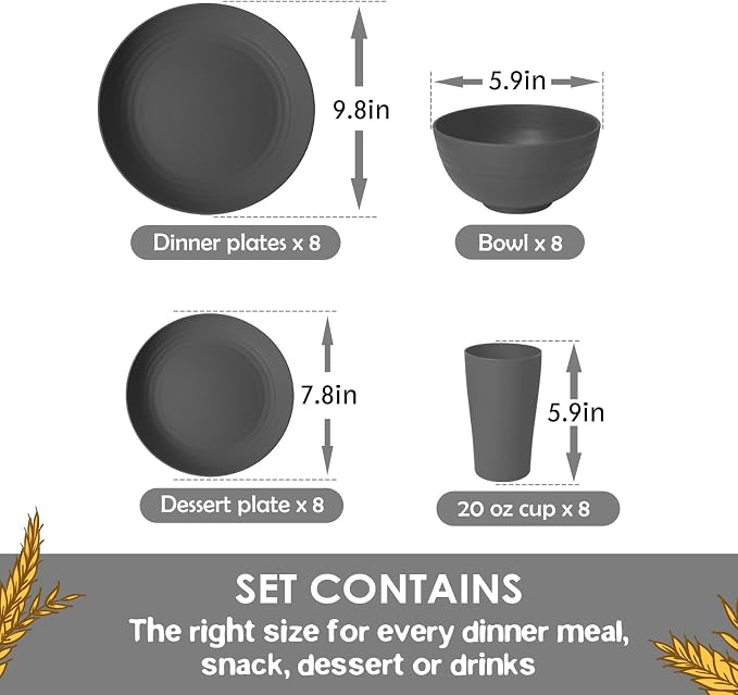 Teivio 32-Piece Plates and Bowls Sets - Image 2