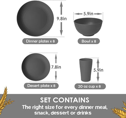 Teivio 32-Piece Plates and Bowls Sets - Image 2