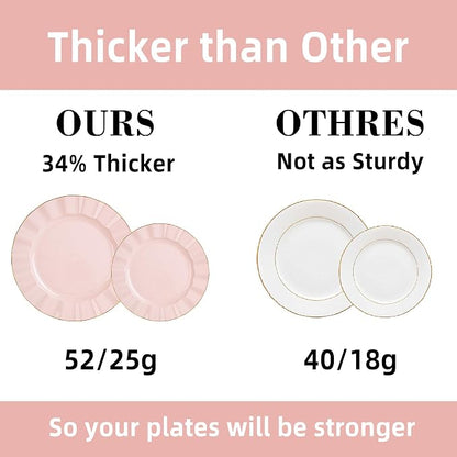 120PCS Blush Pink Plastic Plates, Wavy Plates - Image 4