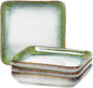 HENXFEN LEAD Small Square Ceramic Plates 6.3 Inch – Dessert, Appetizer & Snack Plates Microwave & Dishwasher Safe – Set of 4, Reactive Glaze Green