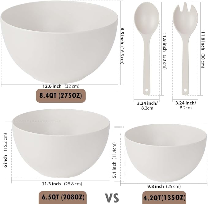 12.6" Extra Large Salad Serving Bowl Set - Image 3