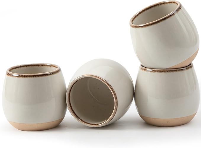 4pcs Japanese Tea Cups, 5.5OZ Vintage Espresso Cups, Handless Design Small by YumiPLUS