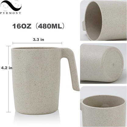 PYRMONT Wheat Straw Cups Set of 6 Alternative Plastic Cups 16 Oz Reusable Cups - Image 2