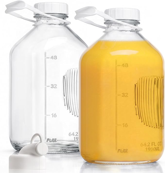 CUCUMI 2 Pack 64 Oz Glass Milk Bottle by CUCUMI