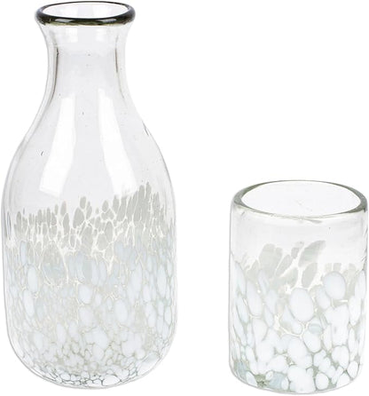 NOVICA Artisan Handblown Recycled Glass Carafe Cup in White Clear Mexico by Novica