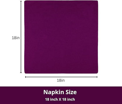 PurpleEssences Set of 12 Cloth Dinner Napkins 100% Cotton 18x18 Inch - Soft Durable Washable - Ideal for Farmhouse Party Christmas Holiday Winter - Perfect Everyday Use Table Linen - Purple