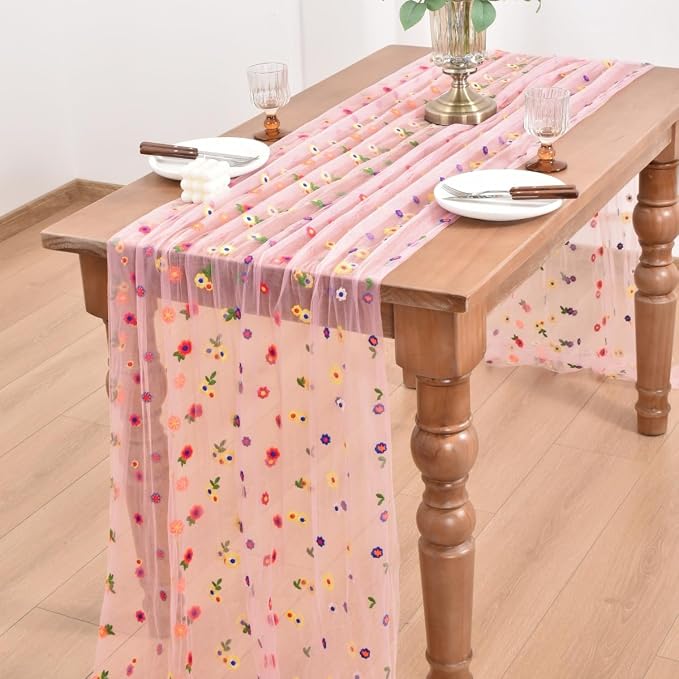 Flower Table Runner Floral Daisy Summer Birthday Party Garden Wedding Decor | - Image 5