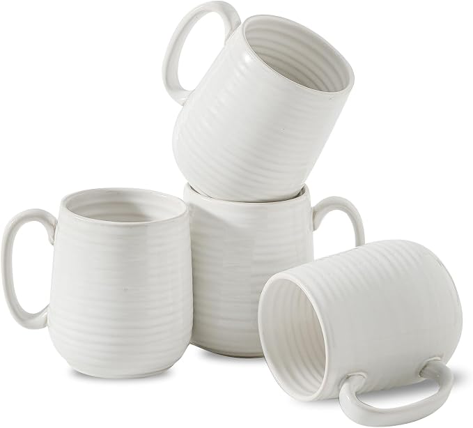HASENSE Coffee Mugs Set of 4, 15 Ounce Porcelain Latte Mug Set by Hasense