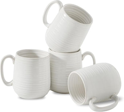 HASENSE Coffee Mugs Set of 4, 15 Ounce Porcelain Latte Mug Set by Hasense