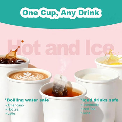 8 oz 400 Pack Disposable Coffee Cups, Bulk White Disposable Paper Cups - Image 6