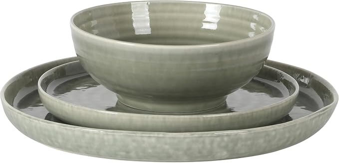 Gibson Elite Eclipse Swirls Plates and Bowls Sets, 12-Piece Stoneware - Image 9