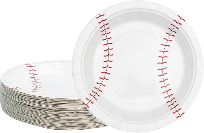 Baseball Paper Plates, 7 Inch, 40 Pack | Baseball Party Decorations Supplies by Unknown
