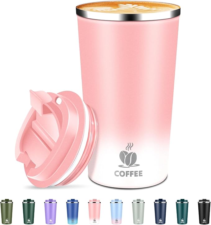 Insulated Travel Coffee Mug Reusable Coffee Tumbler Cup by QEMAUUAHealthyLife