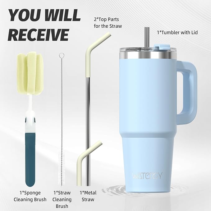 20 oz Tumbler with Handle, Tumbler with Lid and Straw, Double Wall Insulated - Image 2