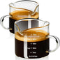 PARACITY Espresso Cup with Handle set of 2, Double Spout Glass Measuring Cup by PARACITY