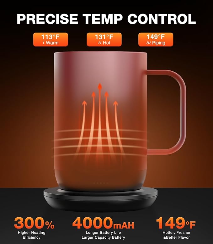 Kepwam Self-Heating Coffee Mug T1, 16oz Rechargeable Heated Coffee Mug - Image 2