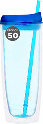 Custom Tall Orbit Acrylic Tumblers 20 oz. Set of 50, Personalized Bulk Pack - Perfect for Iced Coffee, Soda, Other Hot & Cold Beverages - Blue