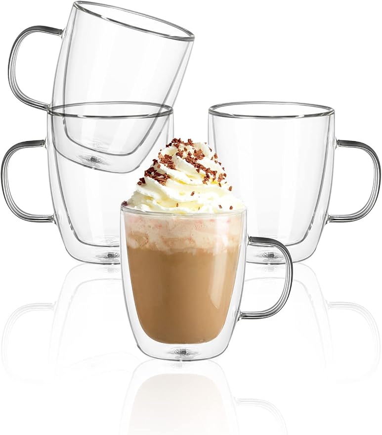 Sweese 12.5oz Borosilicate Glass Coffee Mugs Set of 4 by Sweese