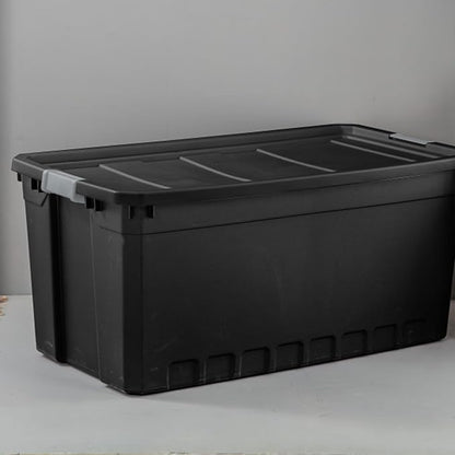 Sterilite 9-Pack Plastic Storage Bins with Lids, Stackable Containers, 50 Gallon, Black