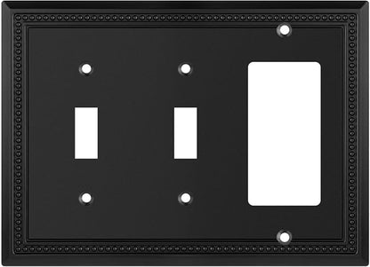 Henne Bery Sunken Pearls Heavy Duty Decorative Wall Plate Switch Plate Outlet Cover (Double Toggle/Single Decorator, Matte Black)