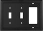 Henne Bery Sunken Pearls Heavy Duty Decorative Wall Plate Switch Plate Outlet Cover (Double Toggle/Single Decorator, Matte Black)