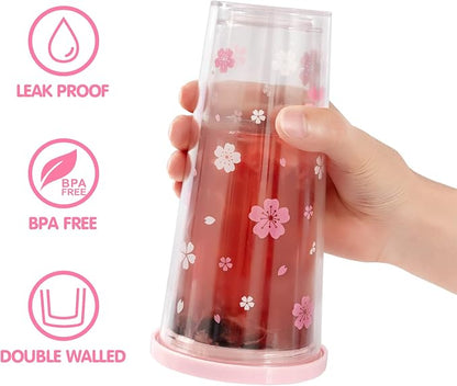 Reusable Plastic Boba Cup With Lids And Straws, 24Oz/700ml Smoothie Cups - Image 3
