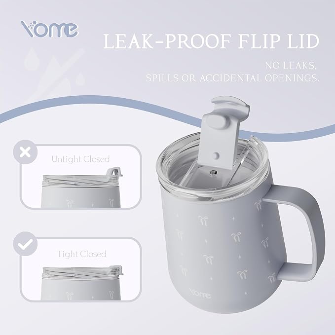 YOME 10oz Bow Grey Insulated Coffee Mug - Image 5