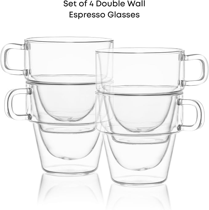 JoyJolt Stoiva Double Wall Insulated Espresso Glass Cups – 5 oz. Shot Cup - Image 3