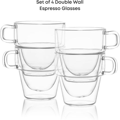 JoyJolt Stoiva Double Wall Insulated Espresso Glass Cups – 5 oz. Shot Cup - Image 3