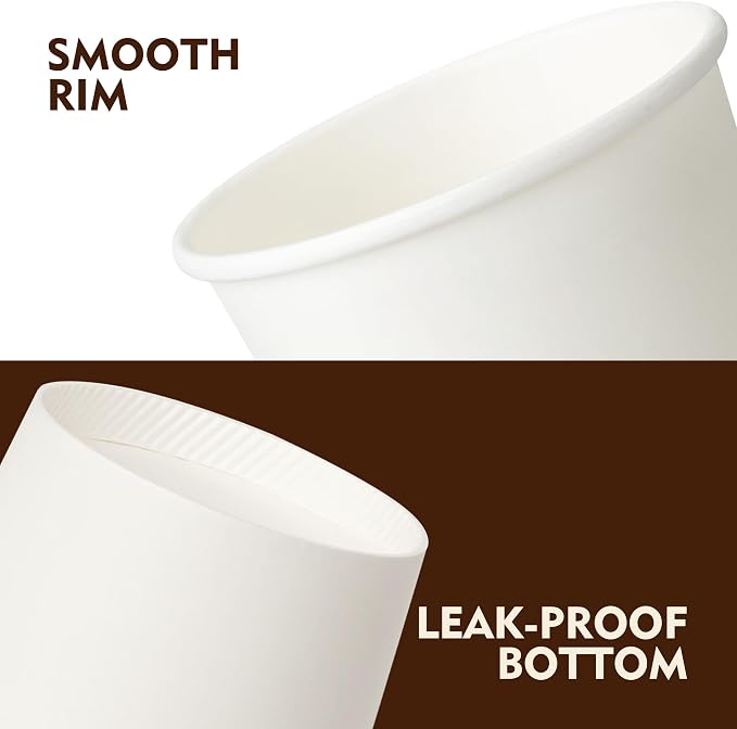 YEEHAW 16 oz 200 Pack White Disposable Paper Coffee Cups | - Image 3