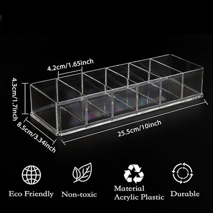 Nsmykhg 4 Pack Clear Acrylic Makeup Compact Organizer - 6 Slots Vanity Organizer for Eyeshadow Palette, Lipstick & Cosmetics, Drawer Makeup Organizer Holder (10 x 3.5 x 1.9 inches)