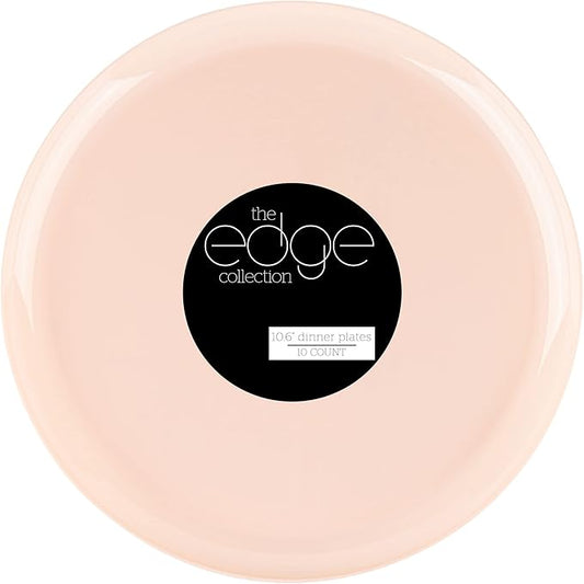 [30 Pack 10.7''] Pink Plastic Party Plates Edge Collection Premium heavyweight Elegant Disposable Tableware Dishes