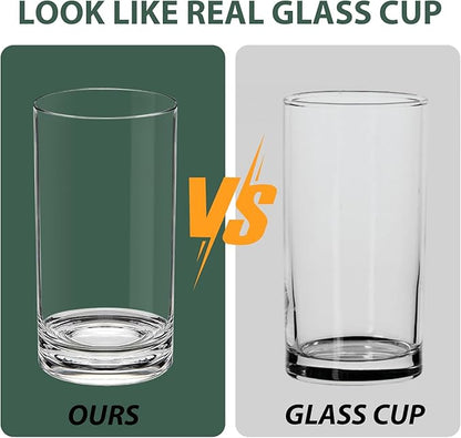 Shatterproof Plastic Drinking Glasses Set of 6, 17 Oz Clear Unbreakable Tumblers - Image 4