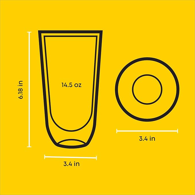 JoyJolt Spike Double Wall Glasses, Cocktail Beer Drinkware Glass Set of 2 - Image 2