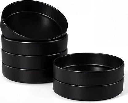 E-far Pasta Bowls Set of 6, 35 oz Large Stoneware Bowl Plates | Shallow & Wide by E-far
