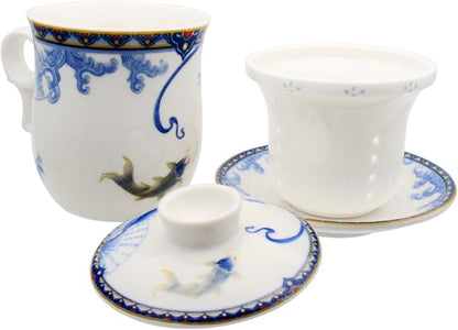 Porcelain Tea Cup with Infuser Lid and Saucer Sets - Image 5