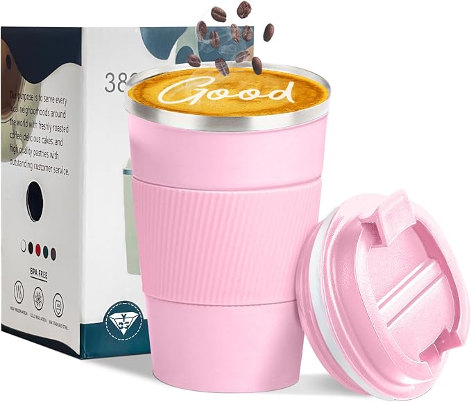 Insulated Travel Coffee Mug, Stainless Steel Coffee Cup by YINBAOGE