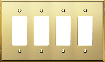 LIDER Reflective Acrylic Decorator Wall Plate, Mirrored Light Switch Plate, Plexiglass Outlet Cover, Acrylic Glass, Oversized 4-Gang 5.25" x 8.88", LWP-34O-AGD, Gold