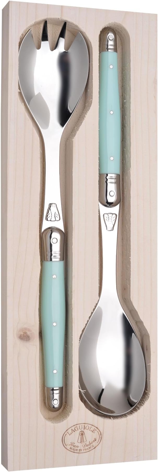 Jean Dubost Salad Servers, Turquoise Handles by Unknown
