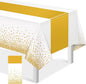 1Pcs White and Gold Tablecloth Party Decorations, Plastic White Table Cloth by MASHAN