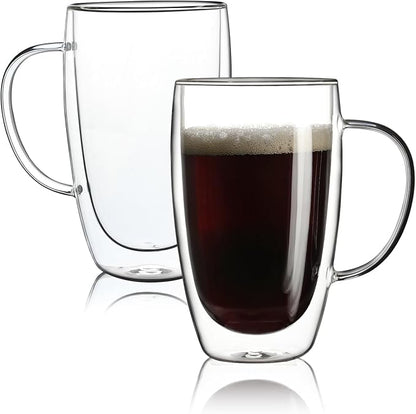 Aurzen 2 Pack Double Walled Glass Coffee Mugs by Aurzen