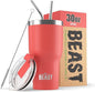 Beast 30 oz Tumbler Stainless Steel Vacuum Insulated Coffee Ice Cup Double Wall Travel Flask (Coral Pink)