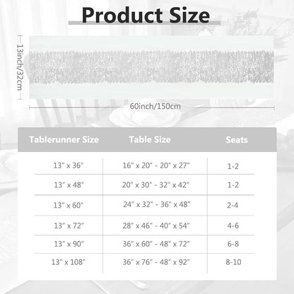 Metallic Style Silver Table Runner, Table Runners 60 Inches Long | Cotton Linen - Image 7