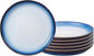 Denby - Blue Haze Coupe Salad Plates Set of 6 - Dishwasher Microwave Oven Safe - Scratch Chip Resistant Lunch, Appetizer, Dessert Plates - 8.25 Inch Ceramic Stoneware Dinnerware Set