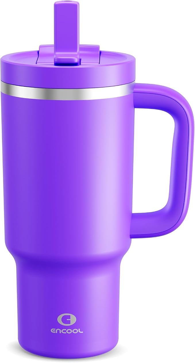 32 oz Tumbler with Handle and Straw: Stainless Steel Insulated Tumbler Keeps by ENCOOL