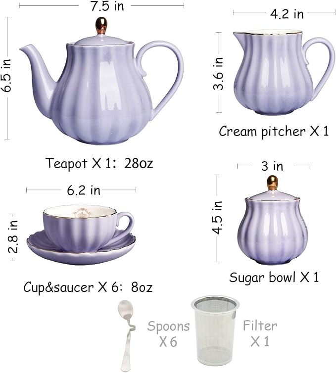 Porcelain Tea Sets British Royal Series, 8 OZ Cups& Saucer Service - Image 3